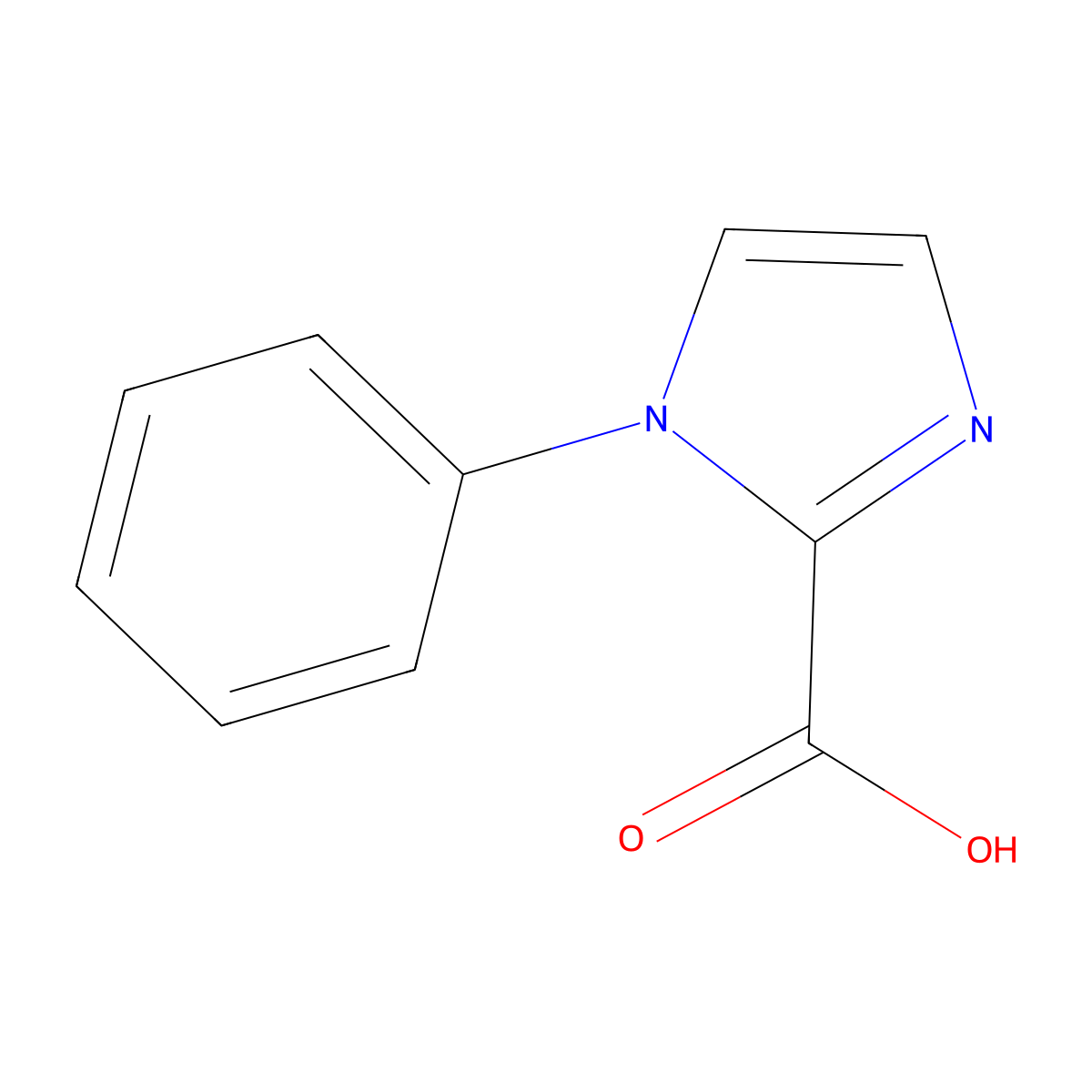 1-phenyl-1H-imidazole-2-carboxylic acid molecular structure, CAS 516492-57-2