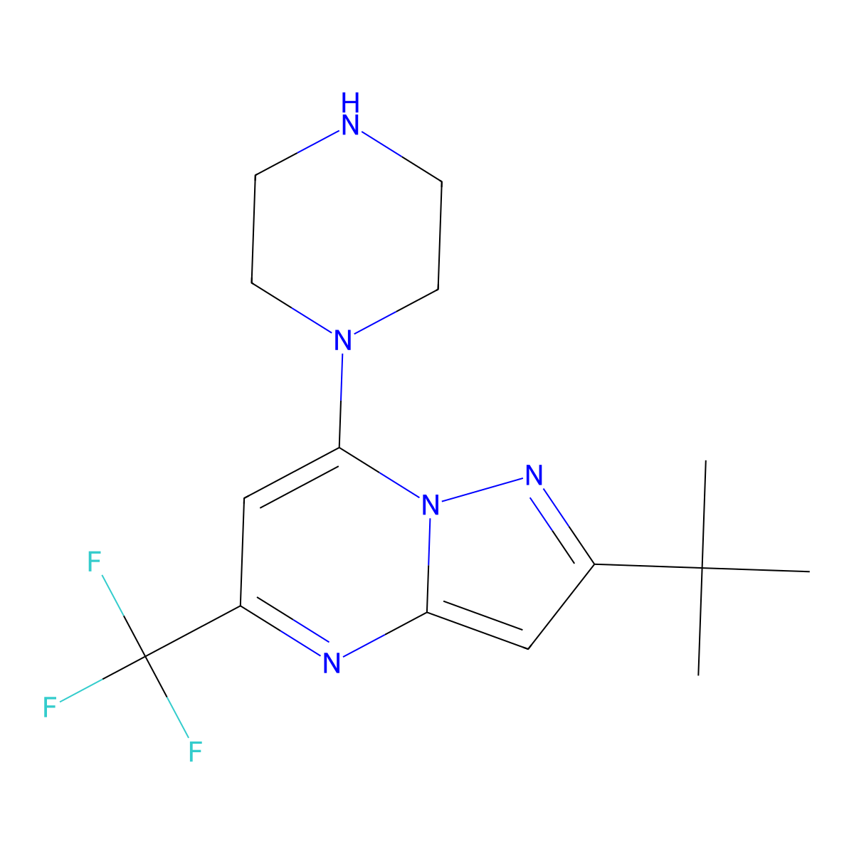 2-(Tert-butyl)-7-piperazino-5-(trifluoromethyl)pyrazolo[1,5-a]pyrimidine molecular structure, CAS 516494-46-5