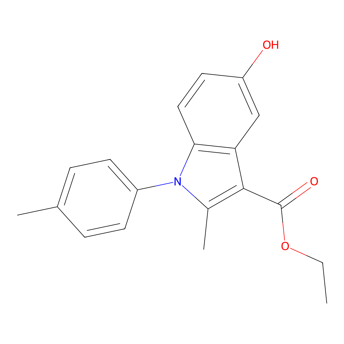 ethyl 5-hydroxy-2-methyl-1-(4-methylphenyl)-1H-indole-3-carboxylate molecular structure, CAS 5165-45-7