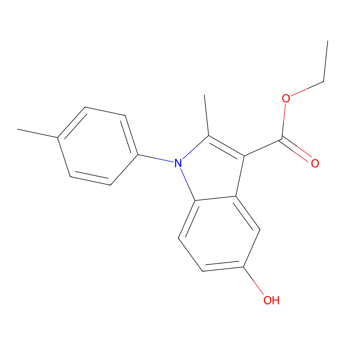 ethyl 5-hydroxy-2-methyl-1-(4-methylphenyl)-1H-indole-3-carboxylate molecular structure, CAS 5165-45-7