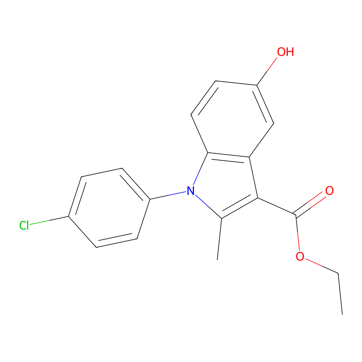 ethyl 1-(4-chlorophenyl)-5-hydroxy-2-methyl-1H-indole-3-carboxylate molecular structure, CAS 5165-47-9