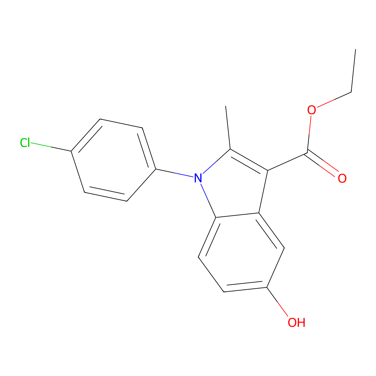 ethyl 1-(4-chlorophenyl)-5-hydroxy-2-methyl-1H-indole-3-carboxylate molecular structure, CAS 5165-47-9