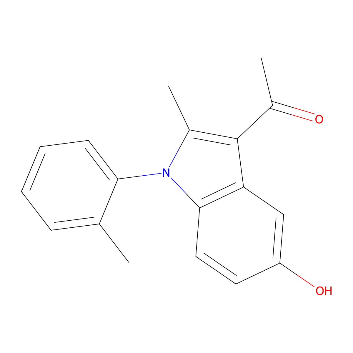 1-[5-hydroxy-2-methyl-1-(2-methylphenyl)-1H-indol-3-yl]ethanone molecular structure, CAS 5165-55-9