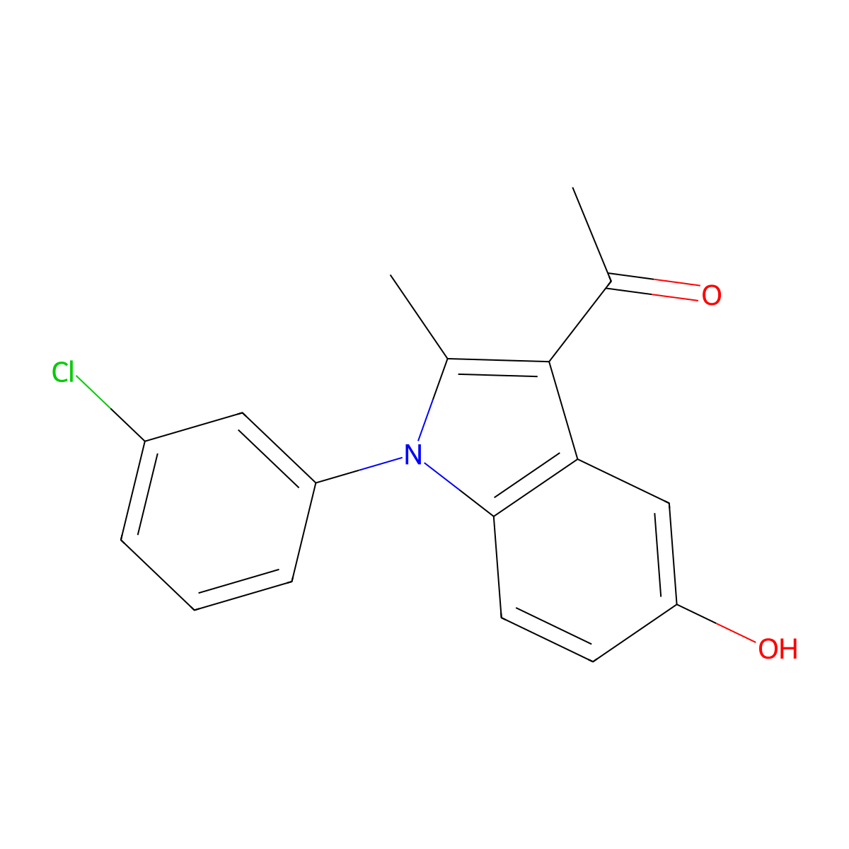 1-(1-(3-Chlorophenyl)-5-hydroxy-2-methyl-1H-indol-3-yl)ethanone molecular structure, CAS 5165-57-1