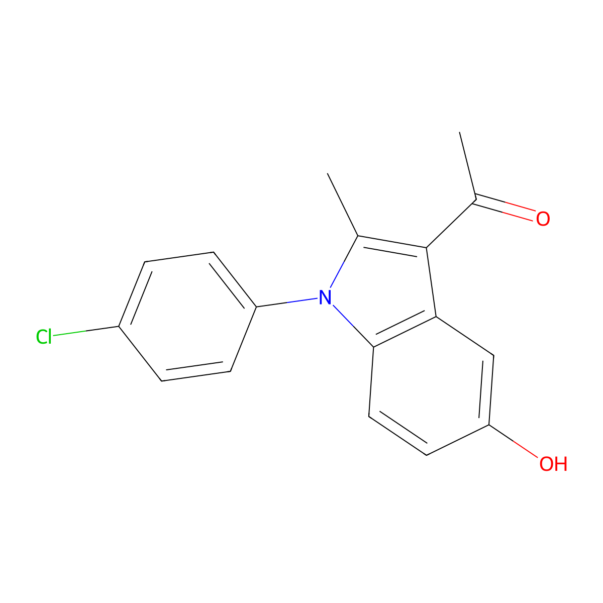 1-[1-(4-chlorophenyl)-5-hydroxy-2-methyl-1H-indol-3-yl]ethanone molecular structure, CAS 5165-58-2