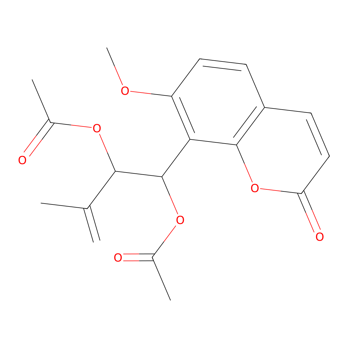 [2-Acetyloxy-1-(7-methoxy-2-oxochromen-8-yl)-3-methylbut-3-enyl] acetate molecular structure, CAS 51650-59-0