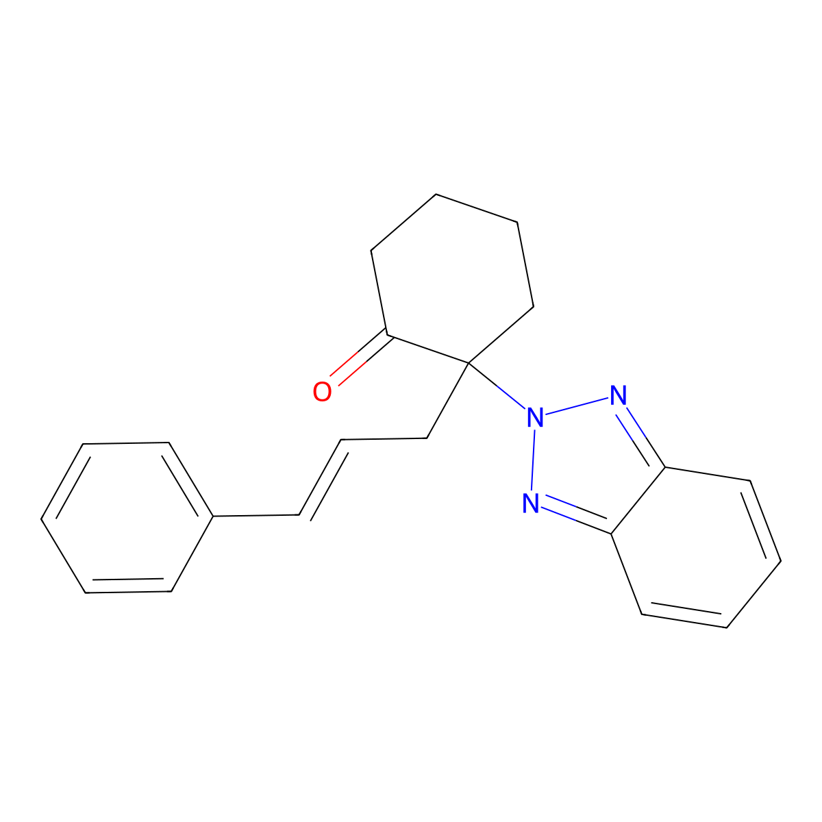 2-(2H-1,2,3-Benzotriazol-2-yl)-2-[(2E)-3-phenylprop-2-en-1-yl]cyclohexan-1-one molecular structure, CAS 516519-69-0