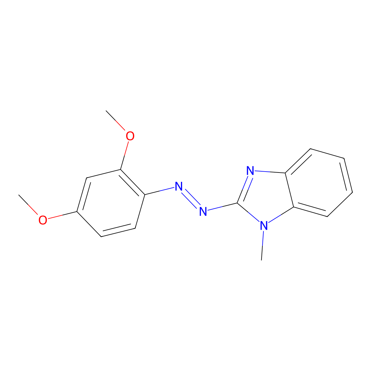 1H-Benzimidazole, 2-[(2,4-dimethoxyphenyl)azo]-1-methyl- molecular structure, CAS 51652-59-6