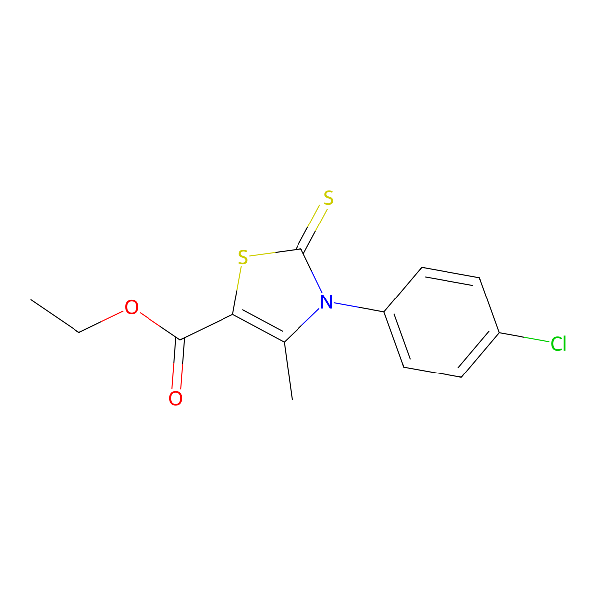 Ethyl 3-(4-chlorophenyl)-4-methyl-2-thioxo-2,3-dihydrothiazole-5-carboxylate molecular structure, CAS 51656-05-4