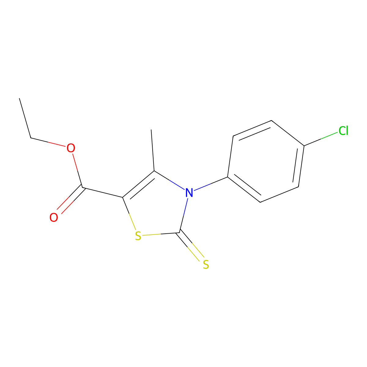 Ethyl 3-(4-chlorophenyl)-4-methyl-2-thioxo-2,3-dihydrothiazole-5-carboxylate molecular structure, CAS 51656-05-4