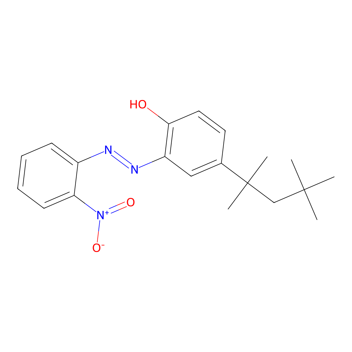 2-((2-Nitrophenyl)azo)-4-(1,1,3,3-tetramethylbutyl)phenol molecular structure, CAS 51656-57-6