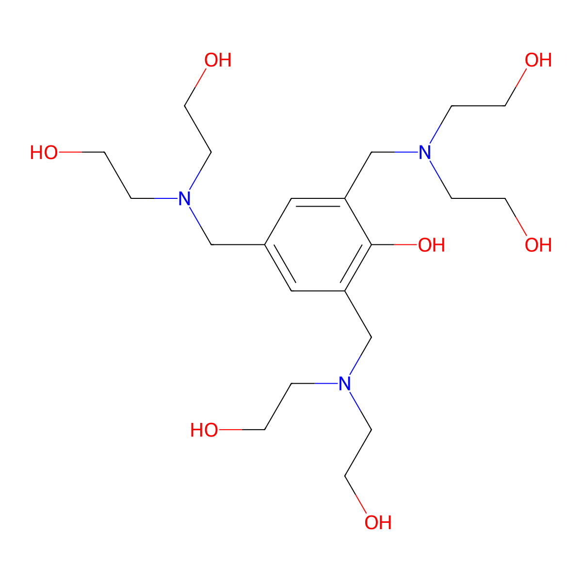 2,4,6-Tris[[bis(2-hydroxyethyl)amino]methyl]phenol molecular structure, CAS 51658-22-1