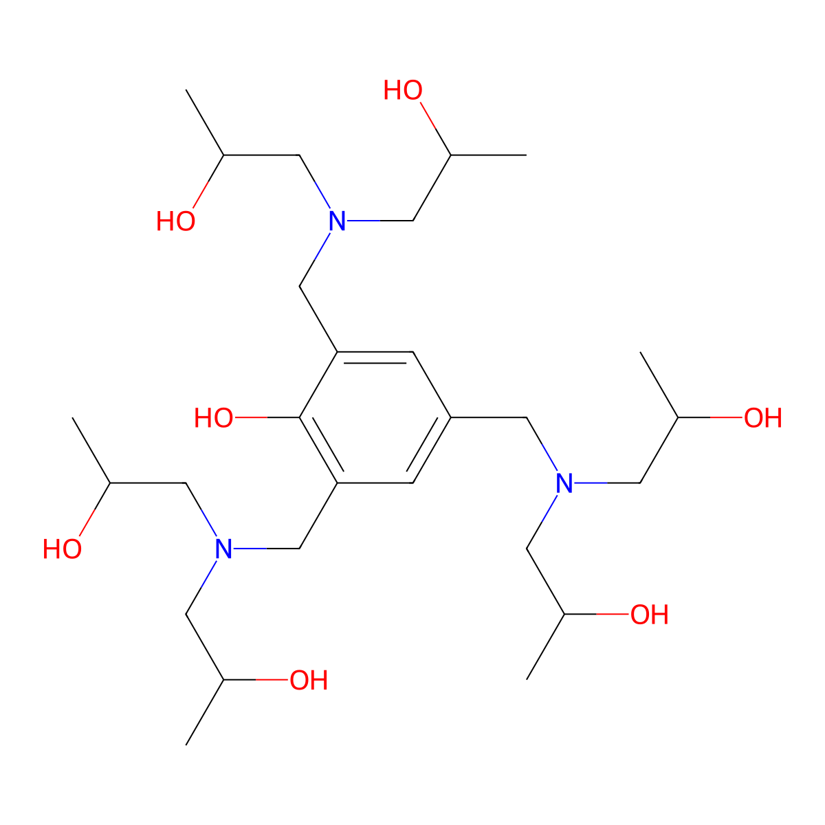 2,4,6-Tris{[bis(2-hydroxypropyl)amino]methyl}phenol molecular structure, CAS 51658-23-2