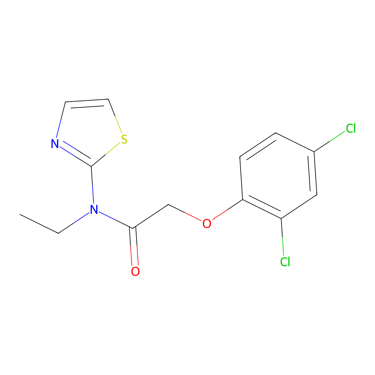 2-(2,4-Dichlorophenoxy)-N-ethyl-N-2-thiazolylacetamide molecular structure, CAS 51659-98-4