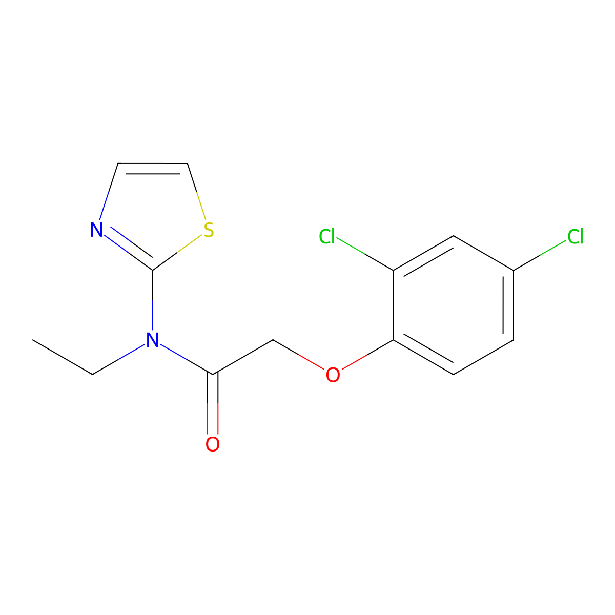 2-(2,4-Dichlorophenoxy)-N-ethyl-N-2-thiazolylacetamide molecular structure, CAS 51659-98-4