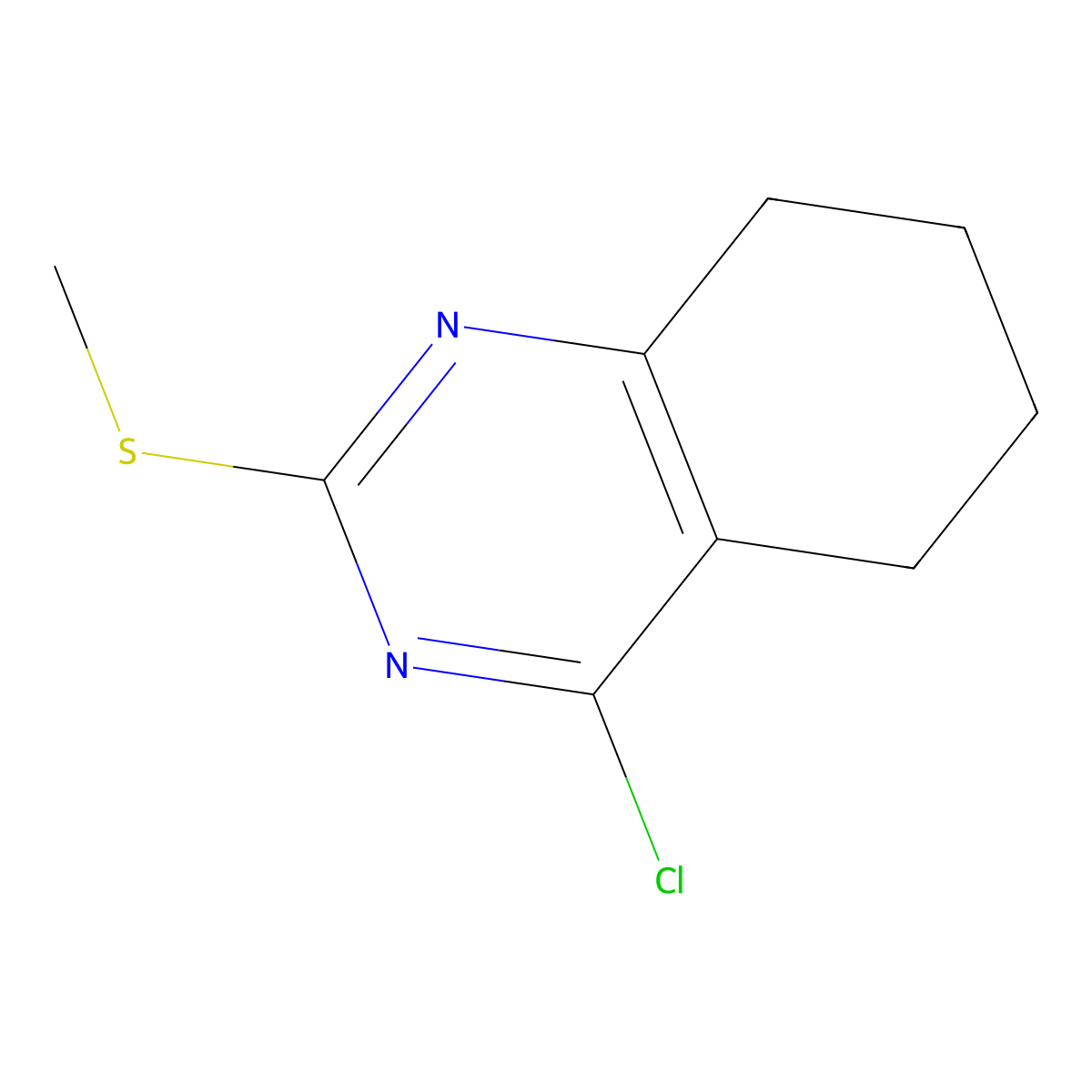 4-Chloro-2-(methylthio)-5,6,7,8-tetrahydroquinazoline molecular structure, CAS 51660-11-8