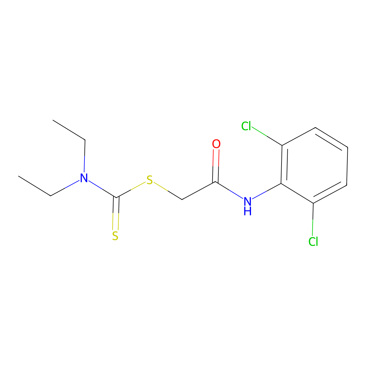 2-((2,6-Dichlorophenyl)amino)-2-oxoethyl diethylcarbamodithioate molecular structure, CAS 51661-05-3