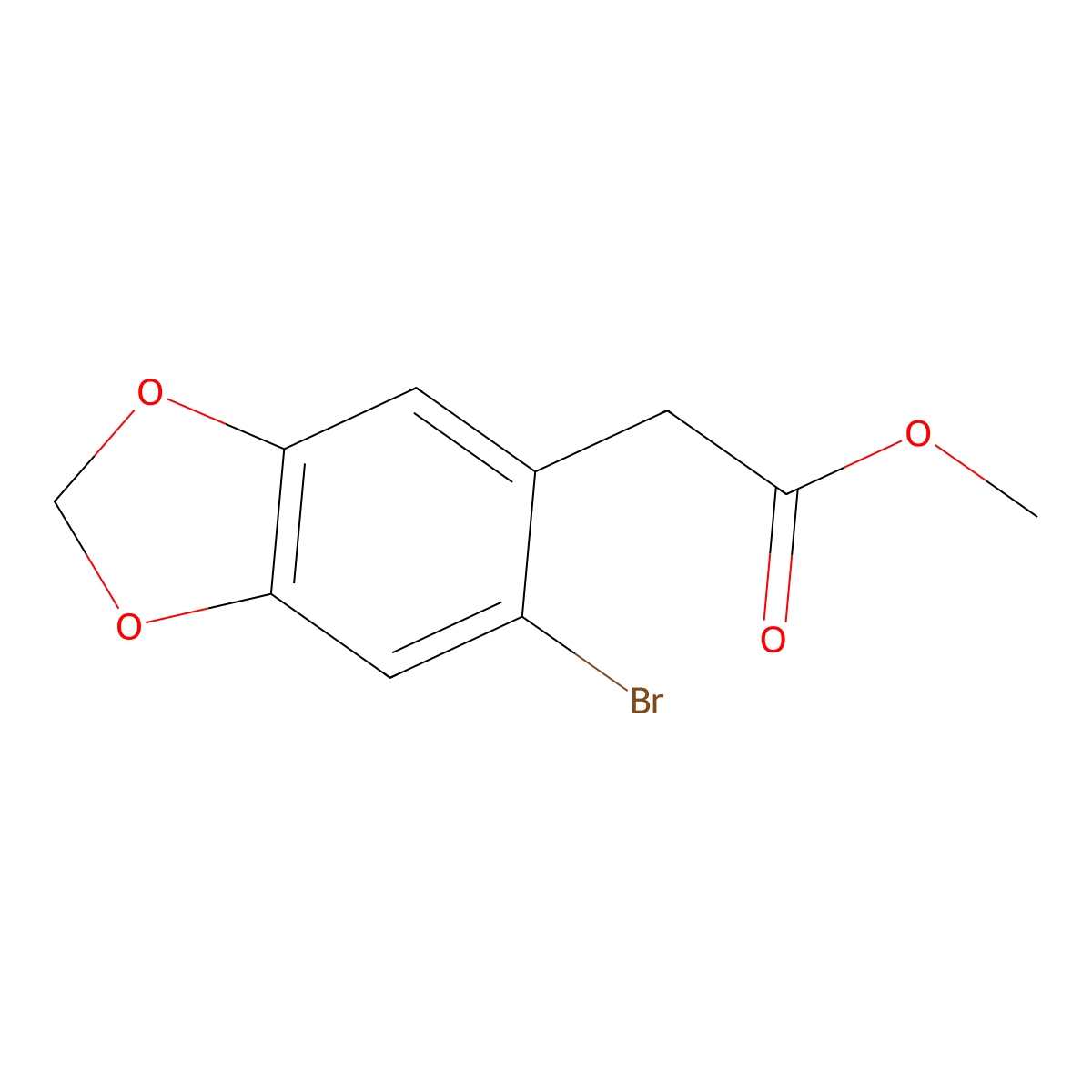 methyl 2-(6-bromo-2H-1,3-benzodioxol-5-yl)acetate molecular structure, CAS 51665-84-0
