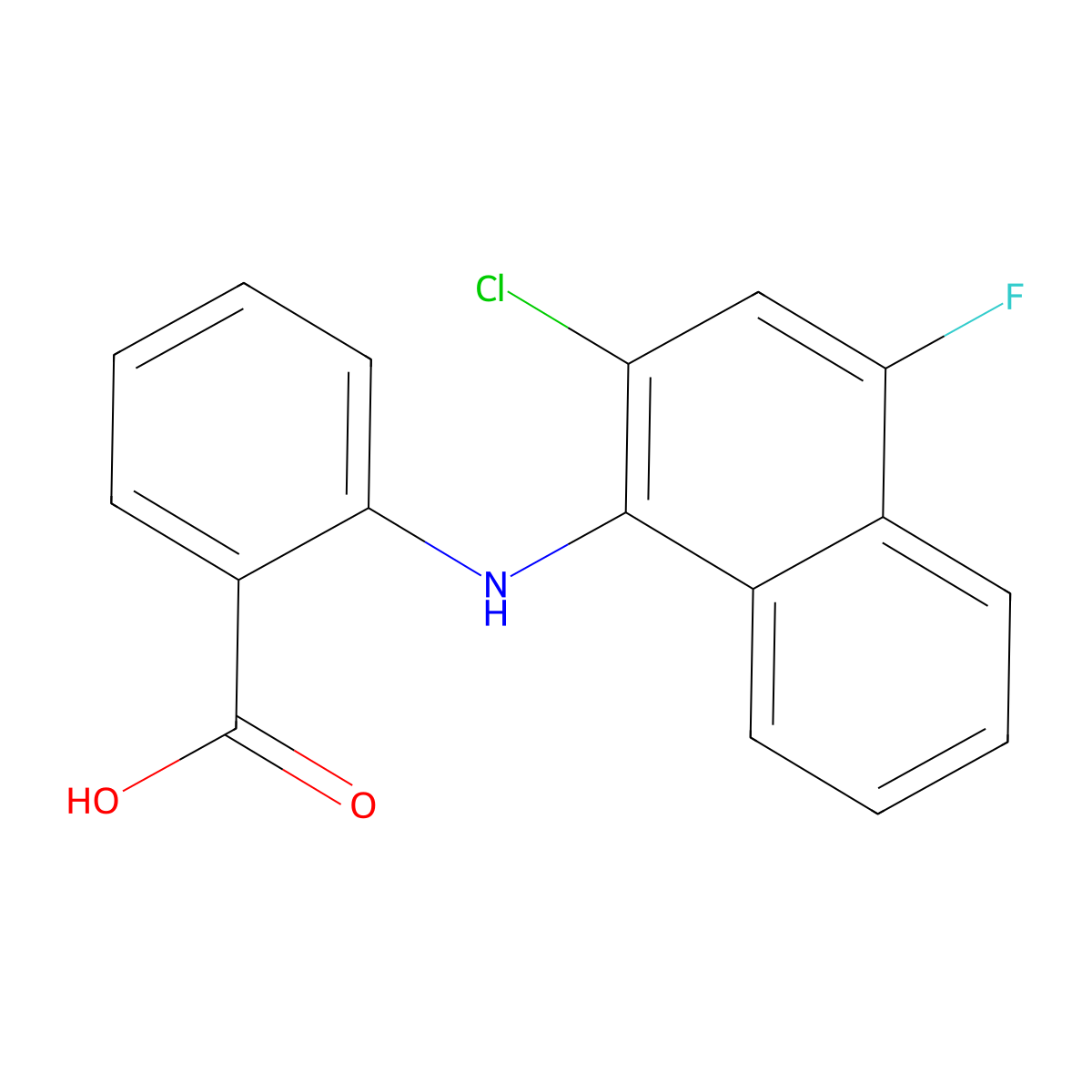 2-((2-Chloro-4-fluoronaphthalen-1-yl)amino)benzoic acid molecular structure, CAS 51670-27-0