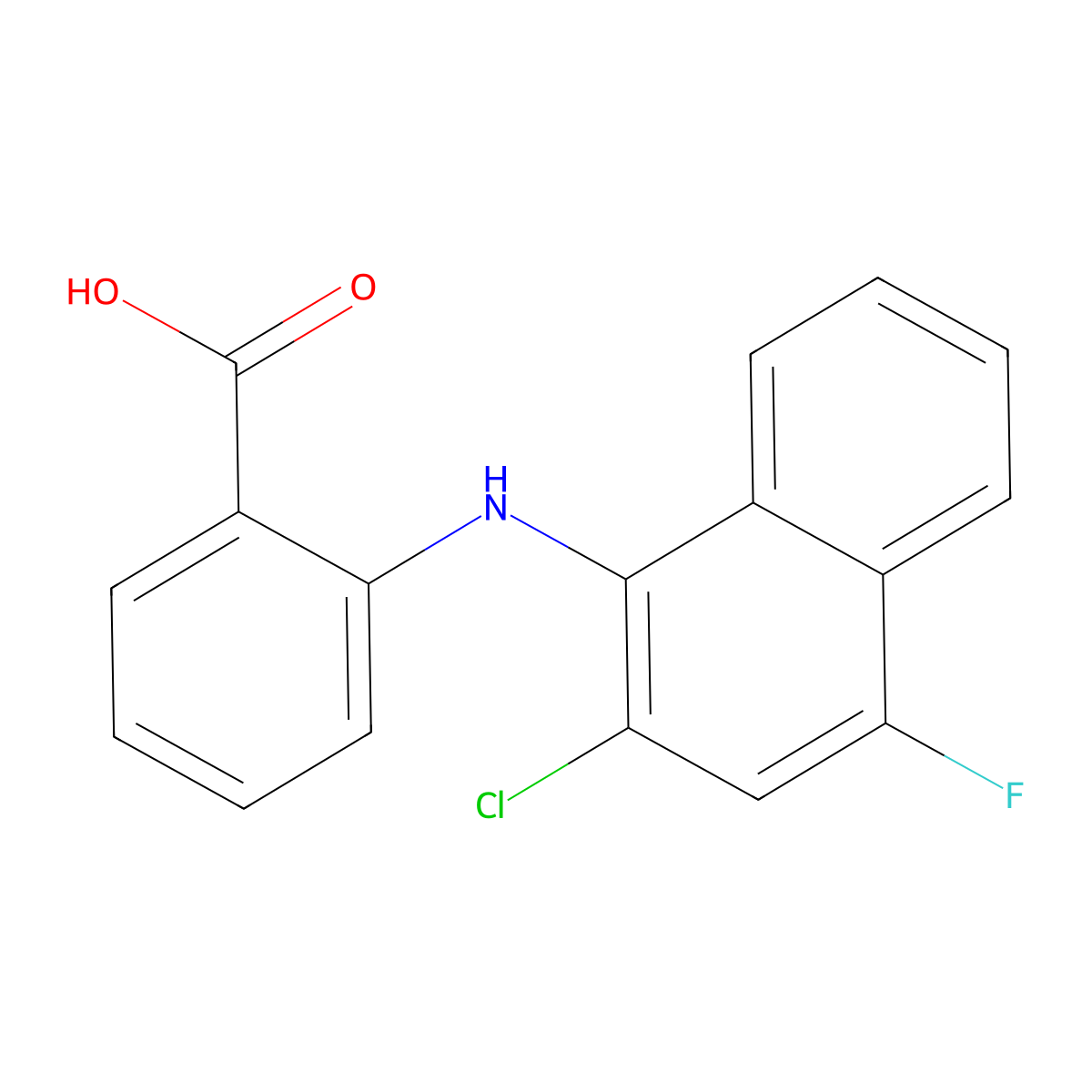 2-((2-Chloro-4-fluoronaphthalen-1-yl)amino)benzoic acid molecular structure, CAS 51670-27-0