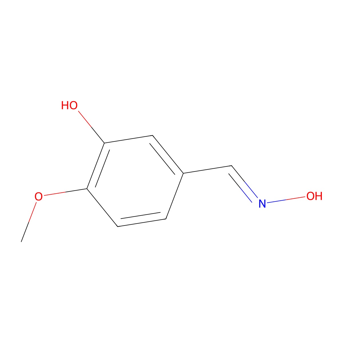 Benzaldehyde, 3-hydroxy-4-methoxy-, oxime molecular structure, CAS 51673-94-0
