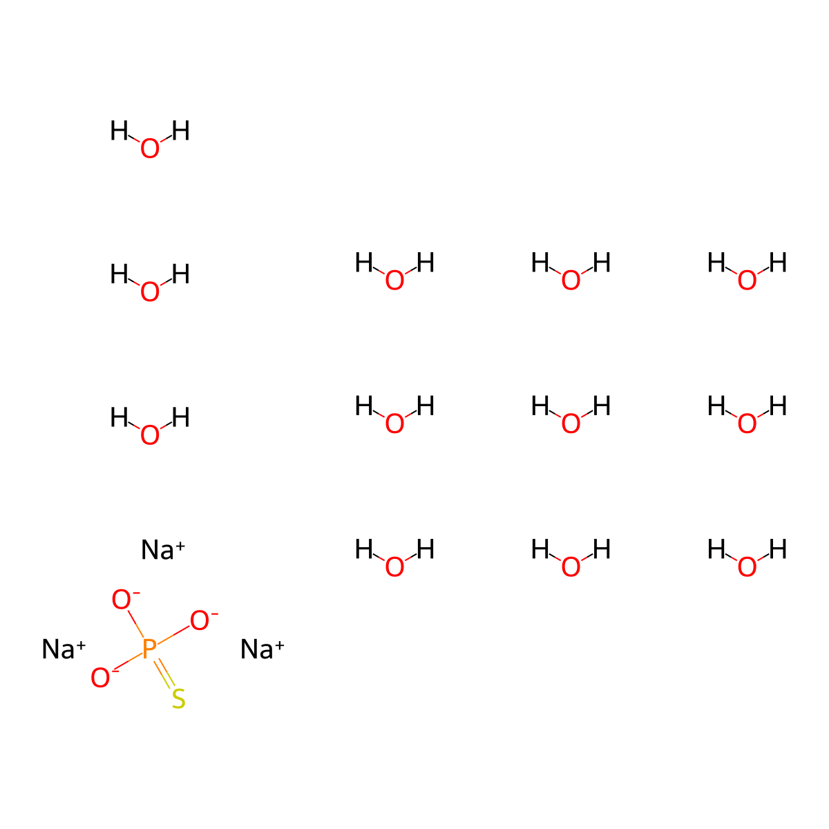 Sodium thiophosphate dodecahydrate molecular structure, CAS 51674-17-0