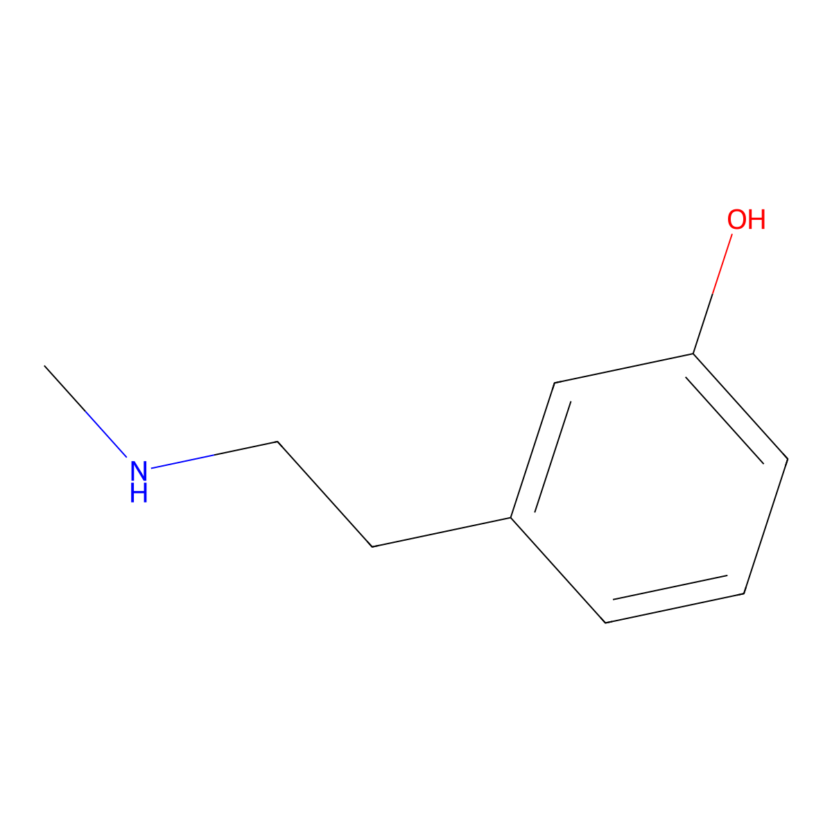 3-Hydroxy-N-methylphenethylamine molecular structure, CAS 51674-33-0