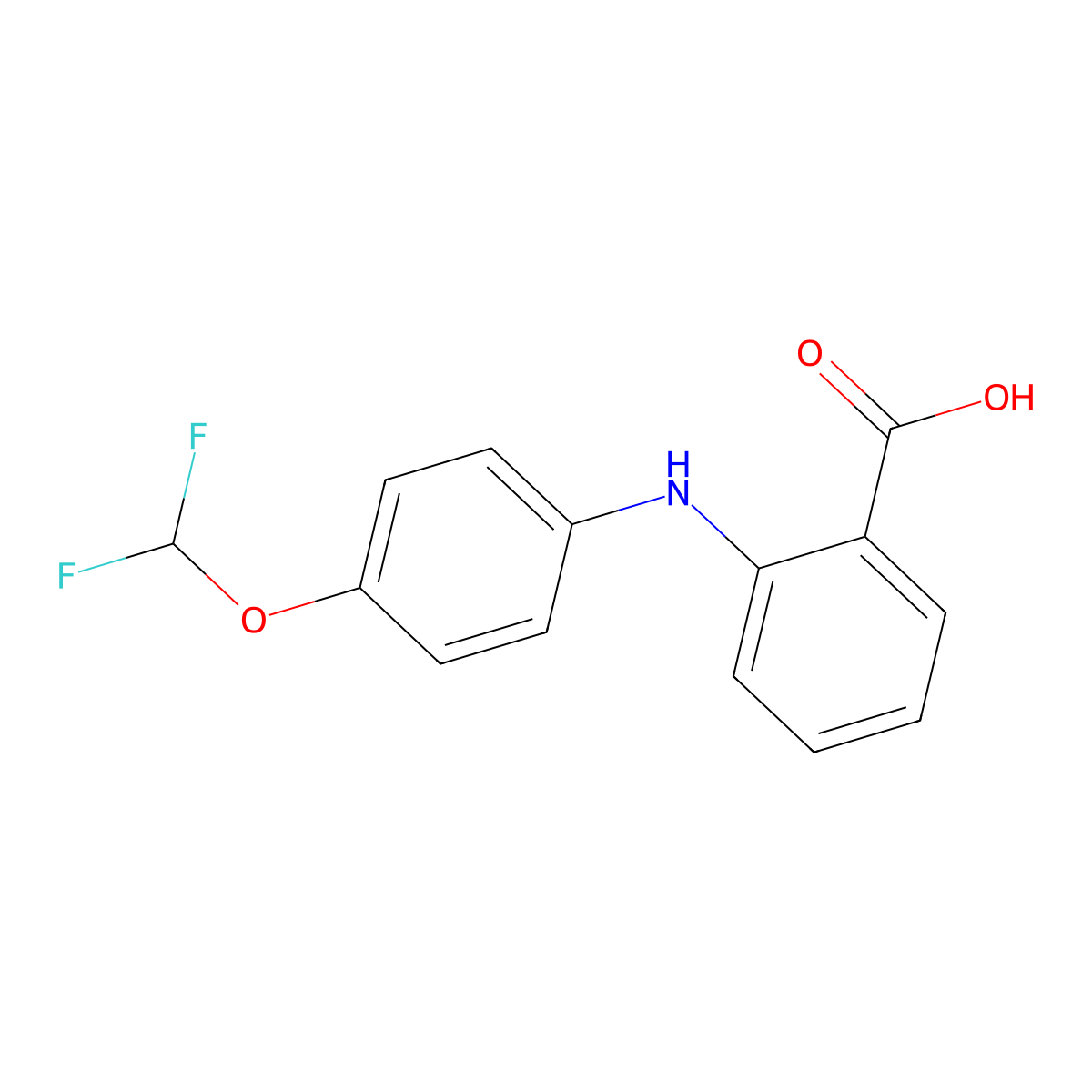 Anthranilic acid, N-(p-(difluoromethoxy)phenyl)- molecular structure, CAS 51679-46-0