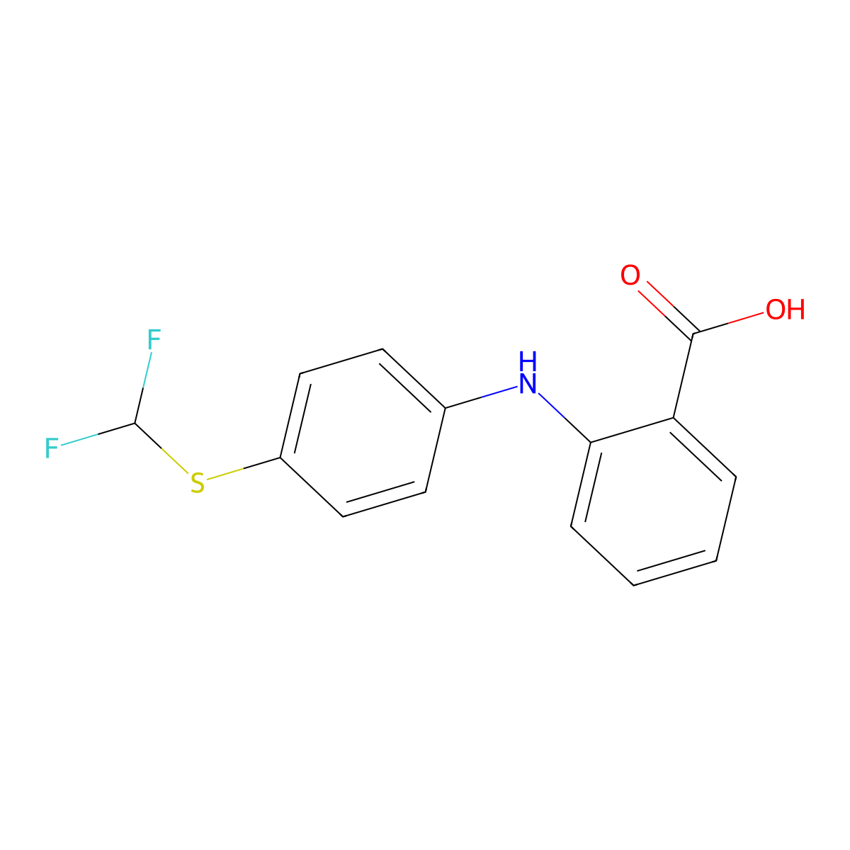 Anthranilic acid, N-(p-((difluoromethyl)thio)phenyl)- molecular structure, CAS 51679-50-6