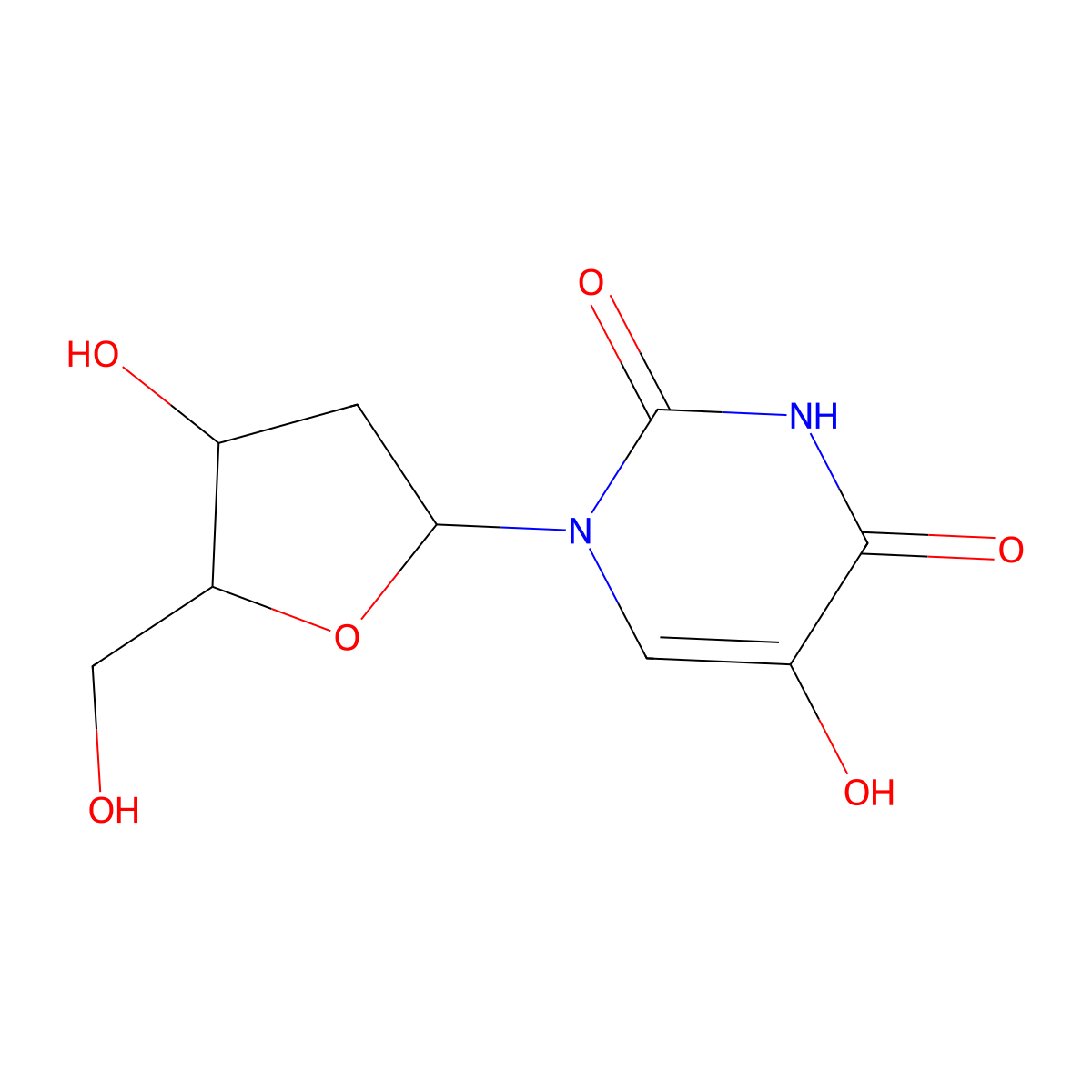 5-Hydroxy-2'-deoxyuridine molecular structure, CAS 5168-36-5