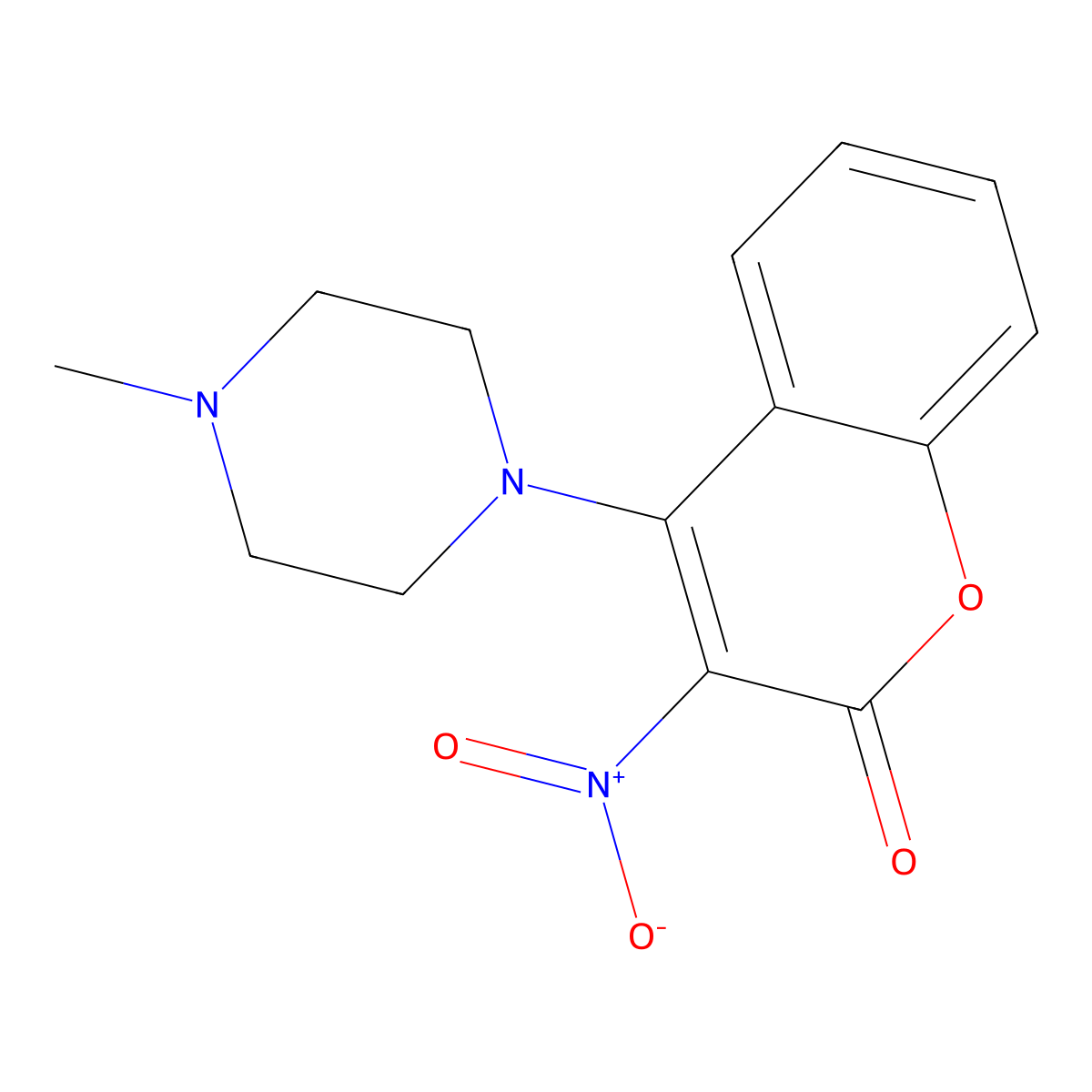 Coumarin, 4-(4-methyl-1-piperazinyl)-3-nitro- molecular structure, CAS 51685-33-7