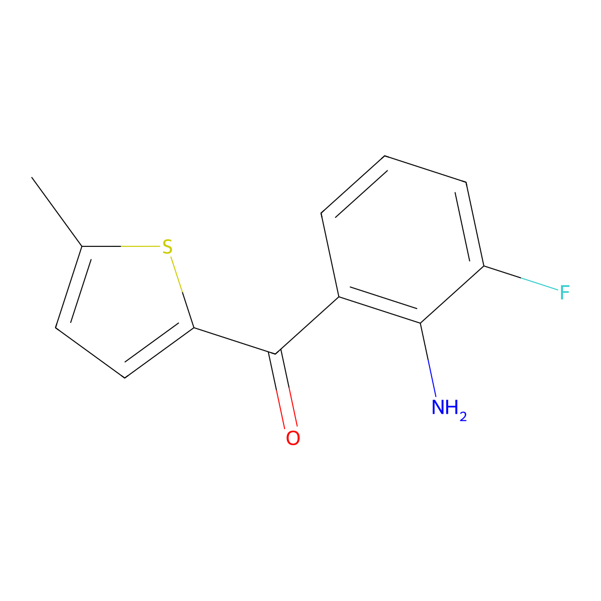 2-Amino-3-fluorobenzoyl-5-methylthiophene molecular structure, CAS 51687-28-6