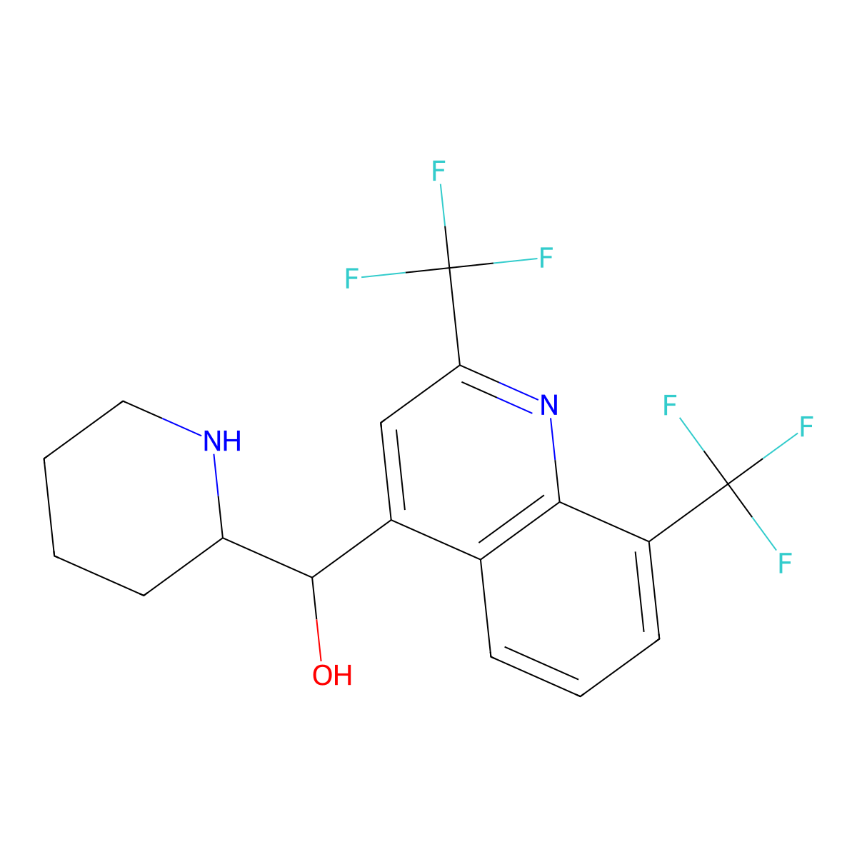 (+)-Mefloquine molecular structure, CAS 51688-68-7