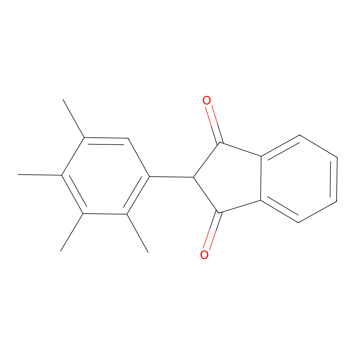 2-(2,3,4,5-Tetramethylphenyl)indene-1,3-dione molecular structure, CAS 51689-82-8