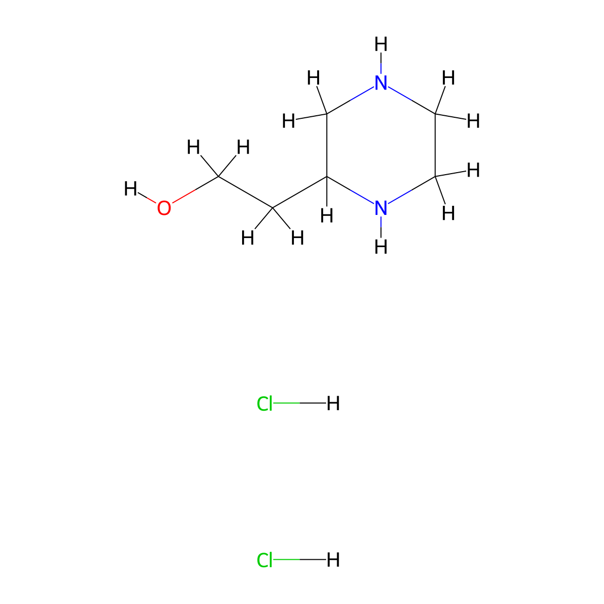 2-(Piperazin-2-yl)ethan-1-ol dihydrochloride molecular structure, CAS 5169-93-7