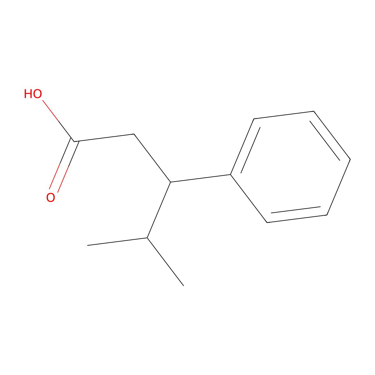4-Methyl-3-phenylpentanoic acid molecular structure, CAS 51690-50-7