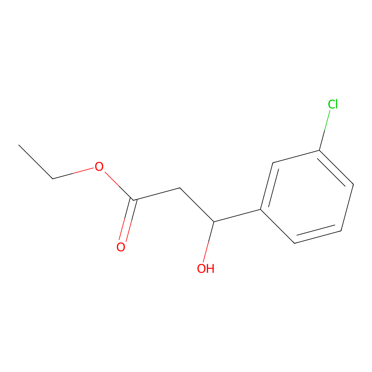 Ethyl 3-(3-chlorophenyl)-3-hydroxypropanoate molecular structure, CAS 51699-40-2