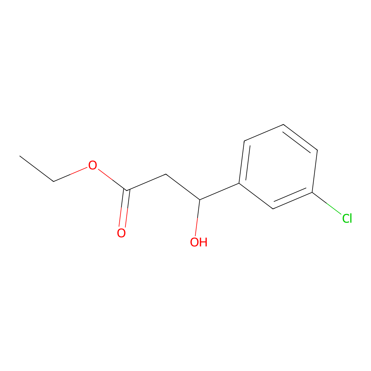 Ethyl 3-(3-chlorophenyl)-3-hydroxypropanoate molecular structure, CAS 51699-40-2