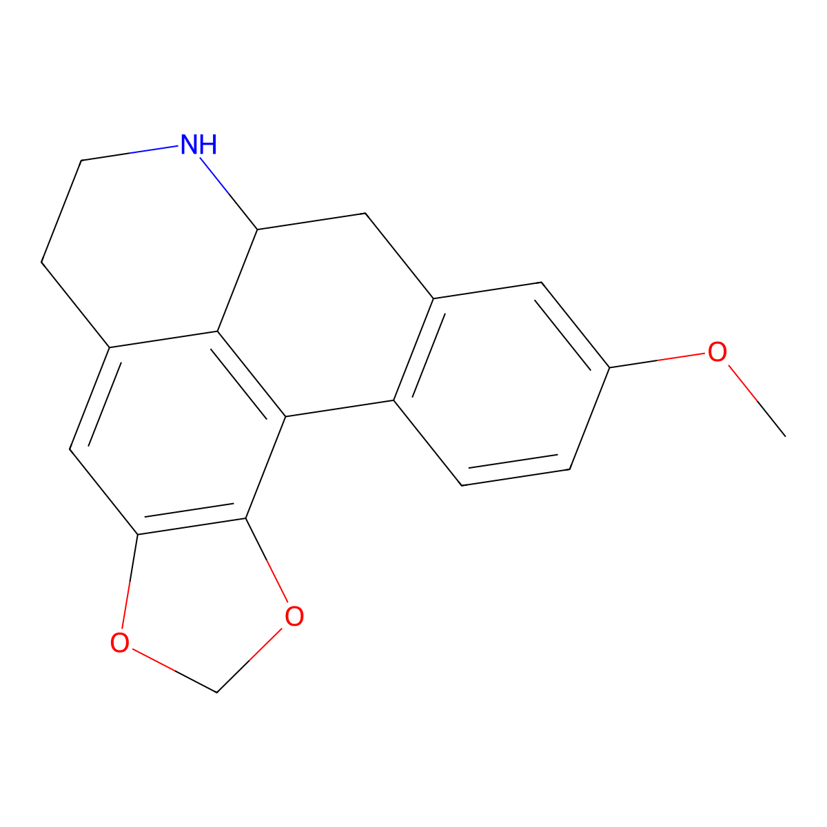(7aR)-6,7,7a,8-Tetrahydro-10-methoxy-5H-benzo(g)-1,3-benzodioxolo(6,5,4-de)quinoline molecular structure, CAS 517-71-5