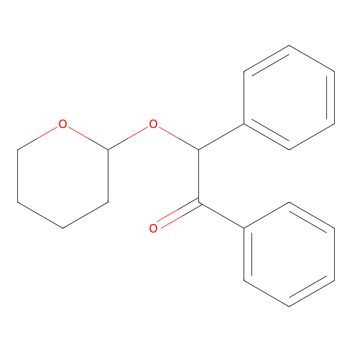 Ethanone, 1,2-diphenyl-2-((tetrahydro-2H-pyran-2-yl)oxy)- molecular structure, CAS 51706-34-4