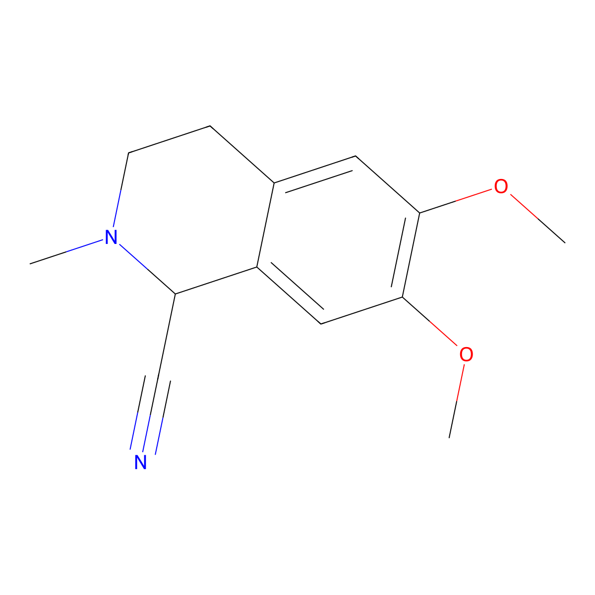 6,7-Dimethoxy-2-methyl-1,2,3,4-tetrahydroisoquinoline-1-carbonitrile molecular structure, CAS 51714-24-0
