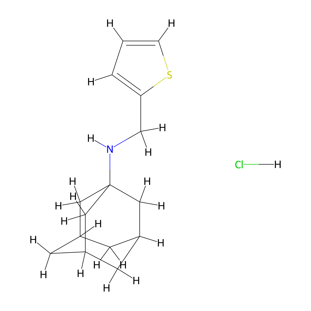N-((thiophen-2-yl)methyl)adamantan-1-amine hydrochloride molecular structure, CAS 51717-61-4