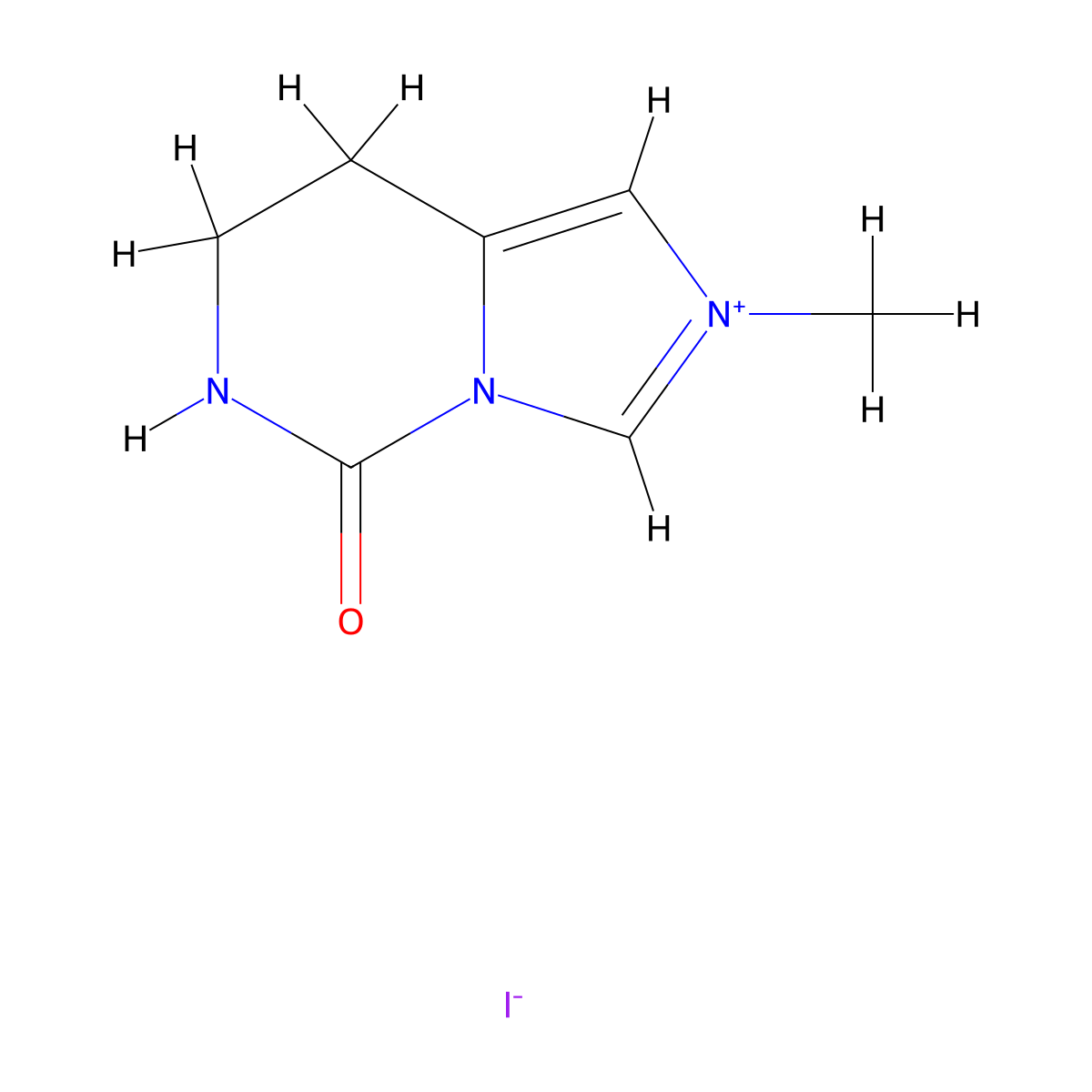 2-Methyl-5-oxo-5,6,7,8-tetrahydroimidazo[1,5-c]pyrimidin-2-ium iodide molecular structure, CAS 51720-37-7