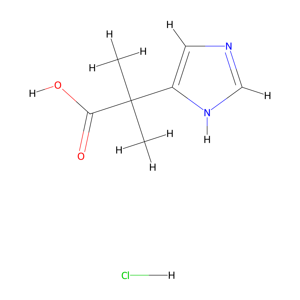 2-(1H-imidazol-4-yl)-2-methylpropanoic acid hydrochloride molecular structure, CAS 51720-91-3