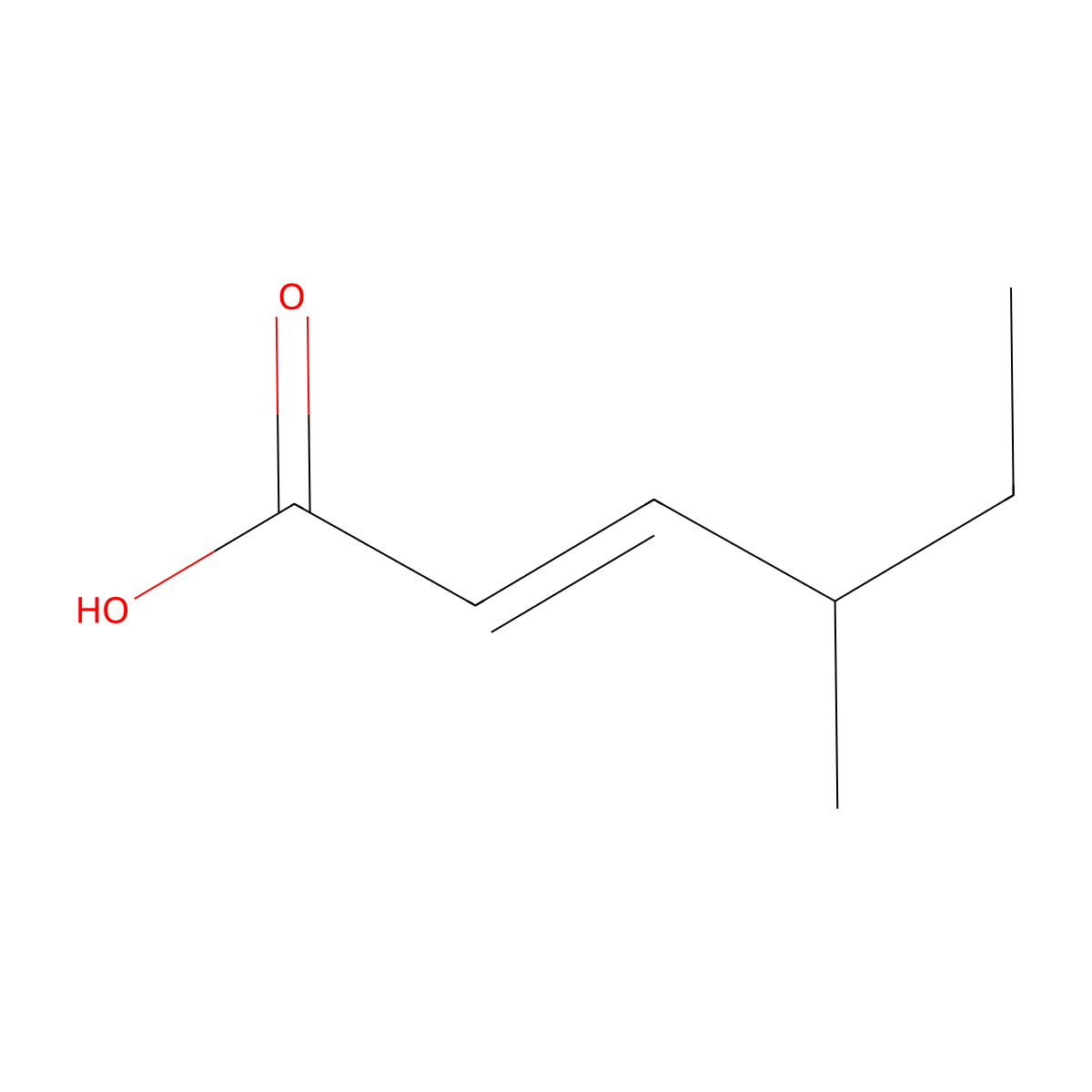 2-Hexenoic acid, 4-methyl-, (E)- molecular structure, CAS 51724-49-3