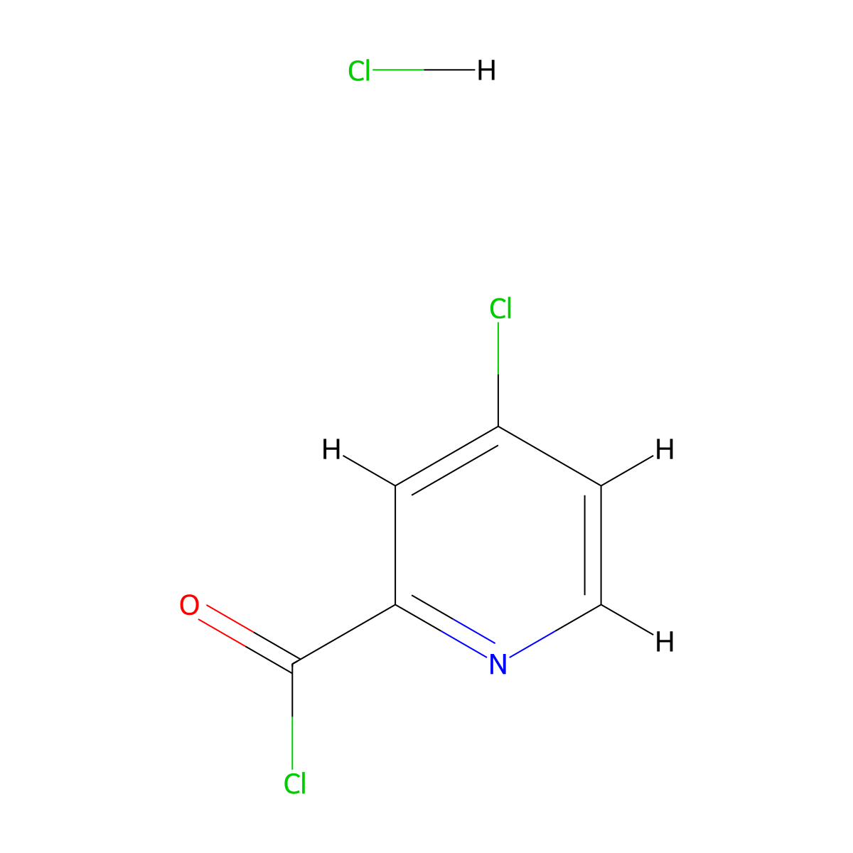 4-Chloropyridine-2-carbonyl chloride--hydrogen chloride (1/1) molecular structure, CAS 51727-15-2