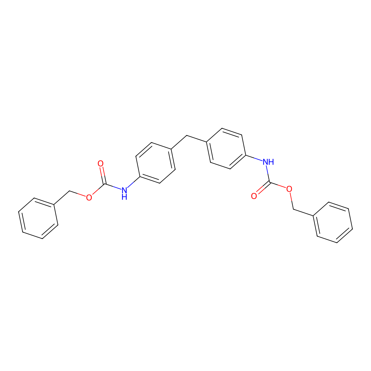 Dibenzyl (methylenebis(4,1-phenylene))dicarbamate molecular structure, CAS 51728-21-3