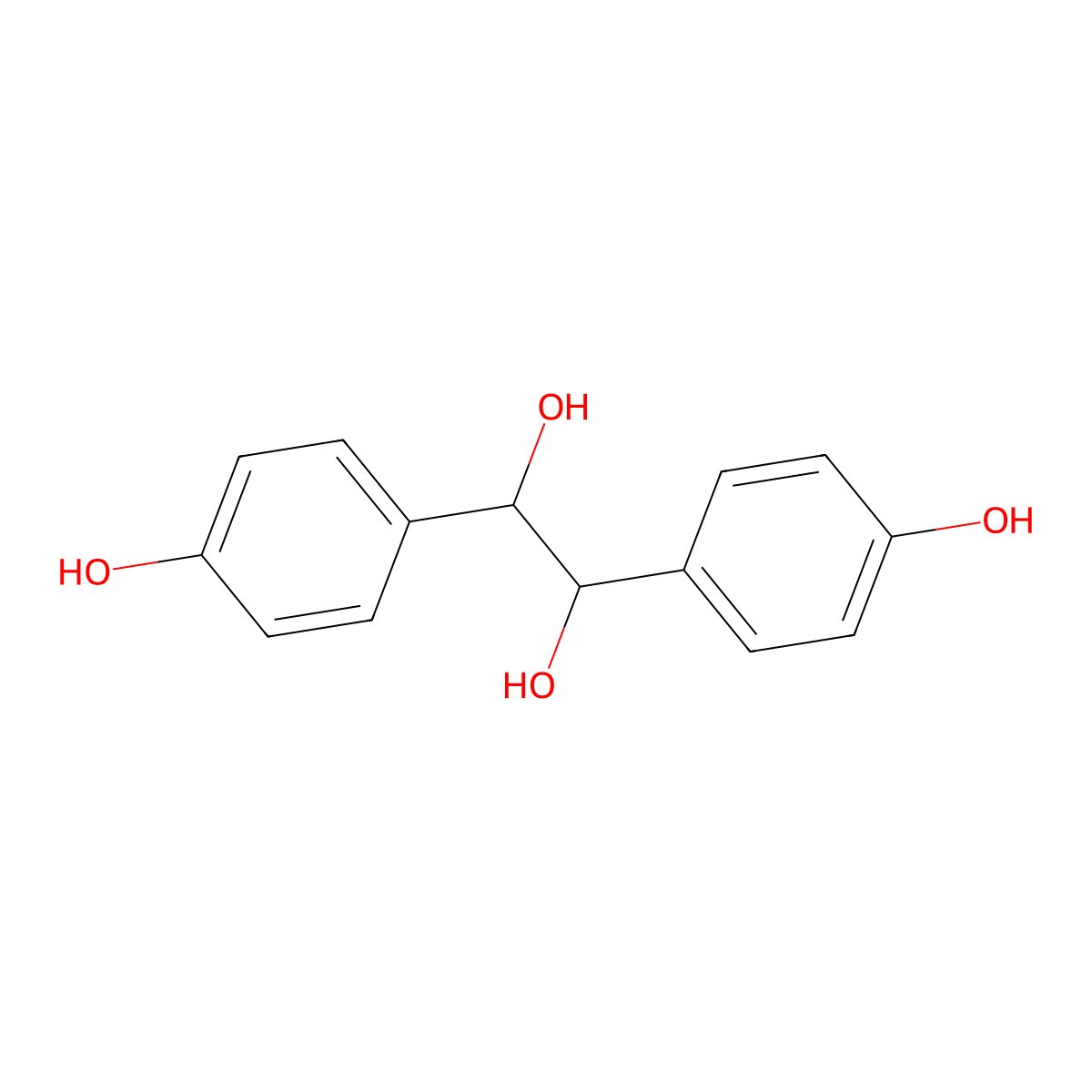 1,2-Ethanediol, 1,2-bis(4-hydroxyphenyl)- molecular structure, CAS 5173-27-3