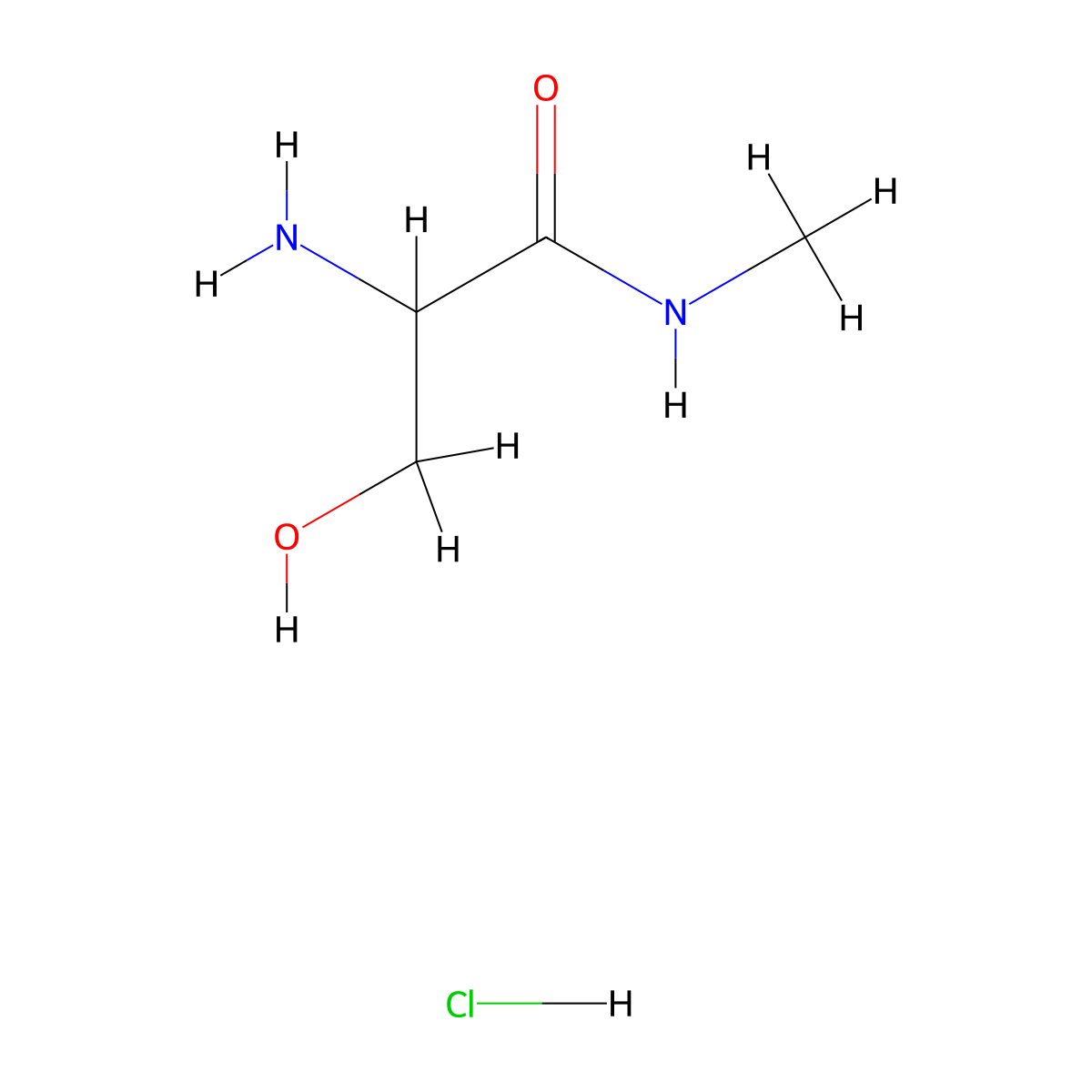 2-amino-3-hydroxy-N-methylpropanamide hydrochloride molecular structure, CAS 51739-64-1