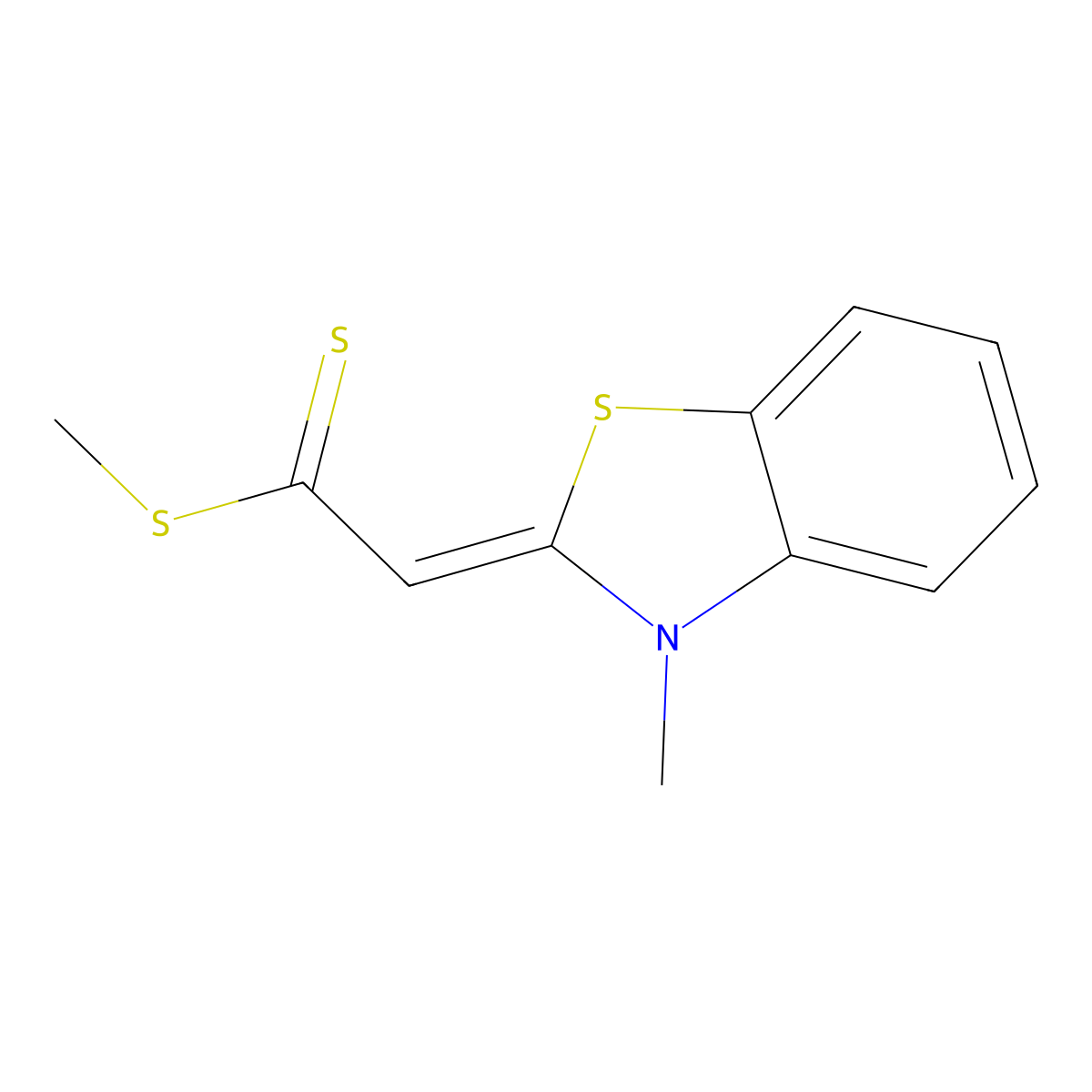 Ethane(dithioic) acid, 2-(3-methyl-2(3H)-benzothiazolylidene)-, methyl ester molecular structure, CAS 51741-78-7